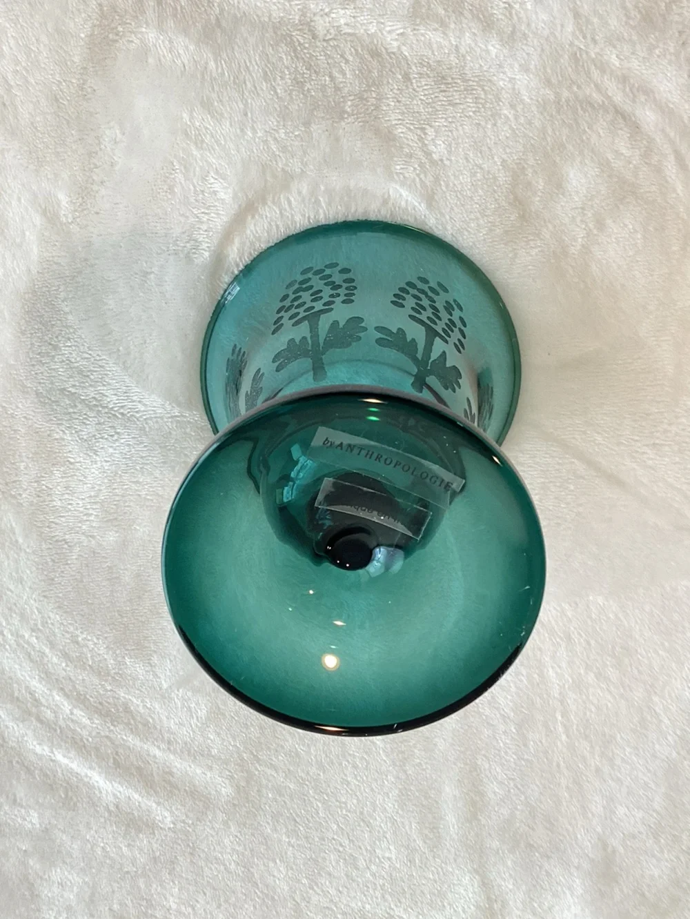 Anthropologie Green Goblet Glass Alejandra New Set of 2 Borosilicate